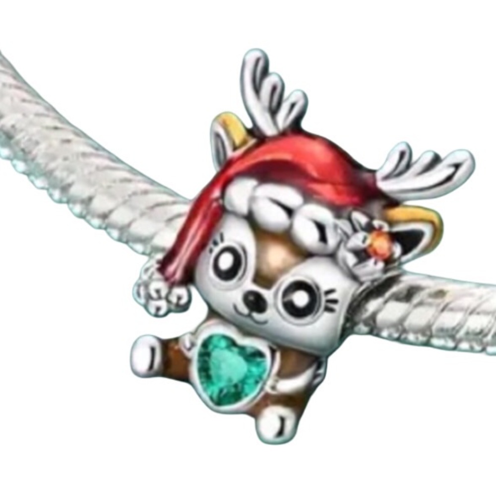 Cute Reindeer Christmas Charm Pandora Style